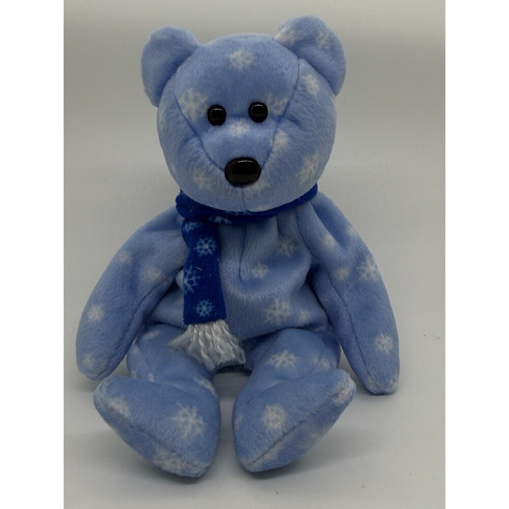 TY Beanie Babies ICE BLUE SNOWFLAKE 1999 HOLIDAY TEDDY Bear New Without The Tag
